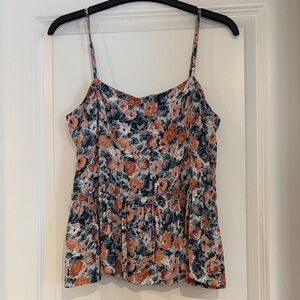 Current/Elliott Floral Camisole in Coral and Blue